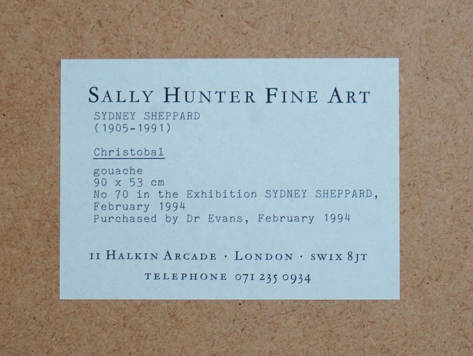 Sydney Sheppard, 1905-1991, 'Cristobal Marquez Rosado'